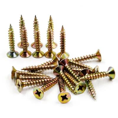 China Wholesale Customized Zinc Yellow Tornillo Flat Wood Tapping Screws For Drywall Nails Keel Screws for sale