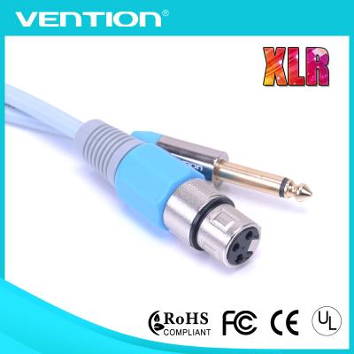 China homem de 3Pin XLR 6.35mm ao cabo estereofónico video audio fêmea do revestimento do PVC do cabo de extensão à venda