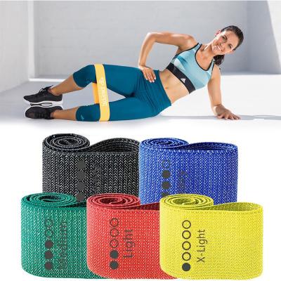 China High Elasticity Latex Adjustable Resistance Gym Hip Band Booty Cloth Anti-Slip Resistance Bands Set of 5 for sale