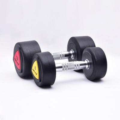 China Environmental Friendly And Tasteless Eco-friendly Explosive Round Head CPU Coated Plastic Handle Adjustable Dumbbell Set for sale