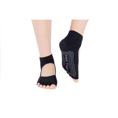 China New Breathable Professional Wholesale Non-slip Glue Dispensing Five Finger Open Toe Grip Sock Yoga Pilates for sale