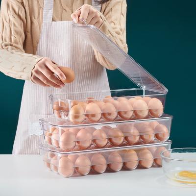 China Fresh Keeping Fridge Egg Organizer Bins Clear Plastic Bins for Fridge Freezer Buffet Pantry Organization for sale