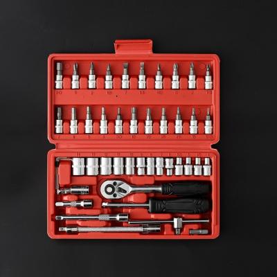 China Repair Tools 46pcs In One Set Machine Auto Repair Tools Combination Set Impact Socket Wrench 1/4 Drive Bit Ratchet Wrench Set for sale