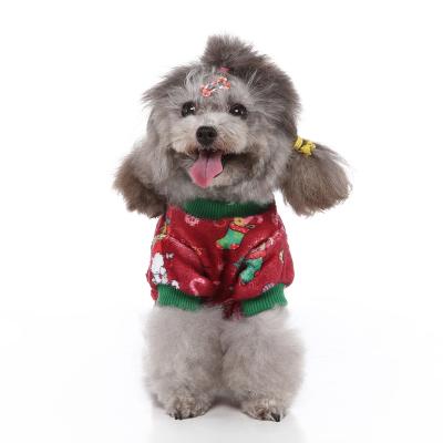 China Wholesale Stocked Pet Christmas Pajamas Dog Cartoon Pattern Clothes Puppy Autumn And Winter Costume for sale