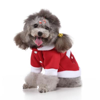 China Wholesale Stocked Dog Santa Outfit Pet Christmas Hoodies Costume Santa Dog Clothes For Small Dogs Puppy for sale