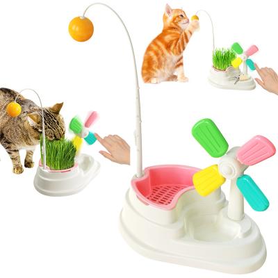 China New Viable Hot Funny Relief Toys Rotating Suction Cup Bottom Disc Puzzle Ball Cat Grass Windmill Toy for sale