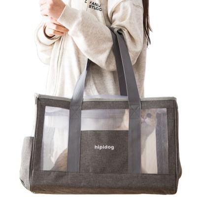 China Large Breathable Tote Bag Breathable Mesh Pet Handbag Camping Outdoor Pet Bag for sale