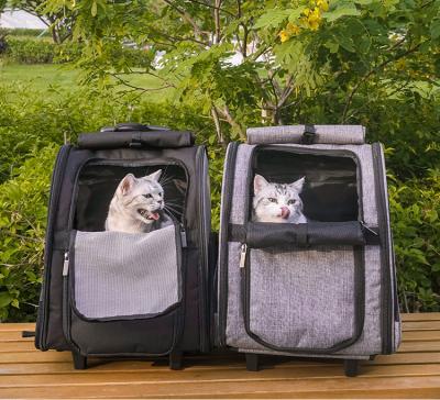 China Sustainable Pet Rolling Carrier Dog Travel Backpack with Wheels Airline Approved Luggage Bag for Cat Trolley Storage Portable for sale