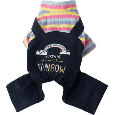 China Autumn And Winter Stocked Warm Cute Rainbow Dog Sling Knitted Quadruped Clothes for sale