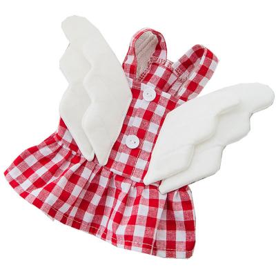 China Wholesale Supplier Spring and Summer Pet Casual Clothes Wings Plaid Skirt Dog Christmas Pet Clothes for sale