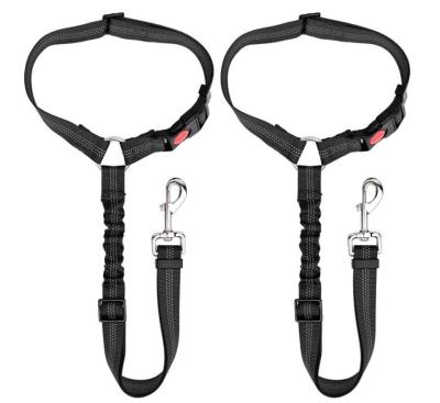 China New High Quality Travel Car Back Seat Belt Pet Safety Rope DETACHED Led Dog Leashes Two-in-One Buckle With Hook for sale