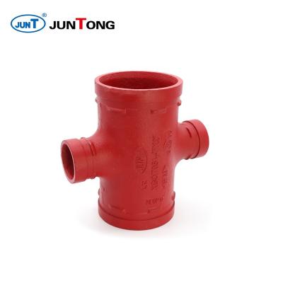 China Connect Pipes Ductile Iron Grooved Pipe Fitting Grooved Reducing Cross With FM UL for sale