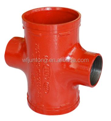 China UL FM Ductile Pipe Accessories Mechanical Reducing Side Tee Threaded Dimension for sale