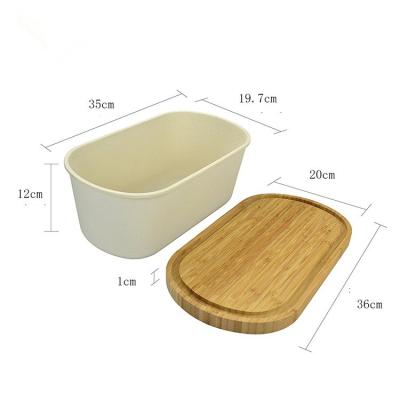 China Hot Selling Freshness Preservation Storage Food Container Box/Kitchen Bread Bamboo Bin with Bamboo Lid for sale