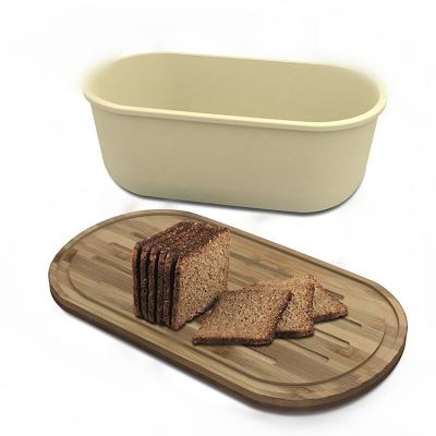 China New Freshness Preservation Food Container Bread Box With Wooden Lid for sale