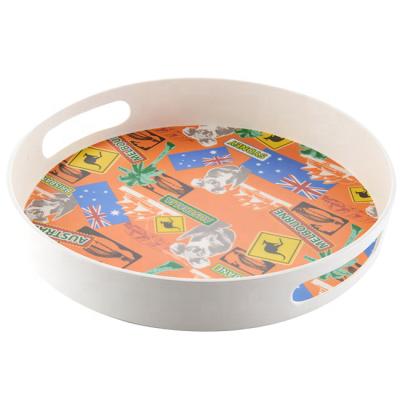 China Trendy Custom Printed Rectangular Hard Plastic Melamine Tray Food Drinks Serving Trays for sale