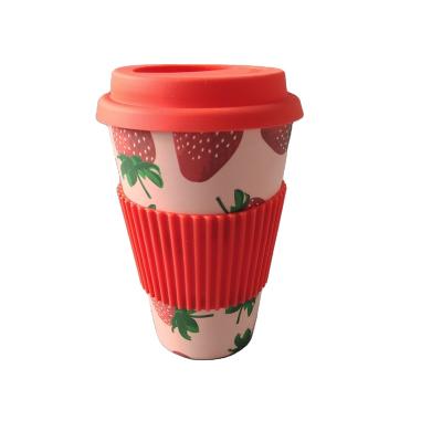 China Sustainable New Design Reusable Eco-friendly Degradable Fiber Bamboo Coffee Mug With Bamboo Cup Lid for sale