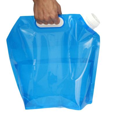 China Travel Used Drinking Water 5L Spout Pouch Viable Outdoor Reusable BPA Free Rise Foldable Plastic Bag for sale