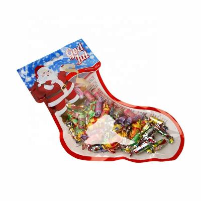 China Hot Selling Disposable Custom Small Christmas Stocking Candy Bag Plastic Candy Bag With Handle for sale