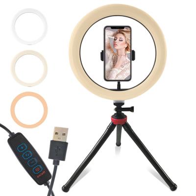 China Shine 10 Inch Beauty Ring Light Photography Desktop Tripod Stand For Make Up Live Streaming for sale