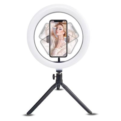 China Cheapest Brightness 10 Inch 3000-6000K LED Ring Light Kit USB Charging With Table Tripod For Video Make Up for sale