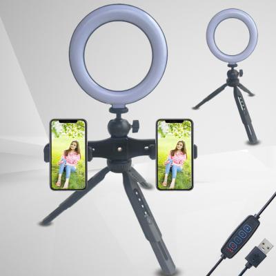 China Mini 2021 6 Inch Led Selfie Makeup Ring Light With Tripod Holder Mobile Phone For Video for sale