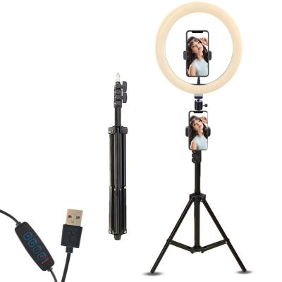 China Amazon Stable Hot Selling Led Photographic Beauty Lighting With Tripod Stand Three Colors Selfie Ring Light For Live Streaming for sale