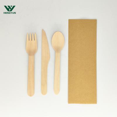 China 100% Natural Birch Wood Disposable Wooden Cutlery Set For Hot Sale for sale