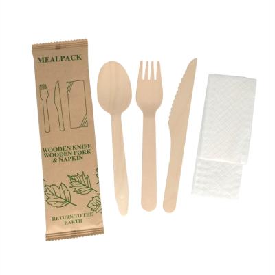 China Home hotel restaurant factory sells wholesale disposable wooden restaurant and party wood products cutlery set for sale