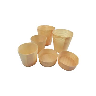 China Disposable Factory Selling Hot Selling Disposable Pine Wood Snack Cups for sale