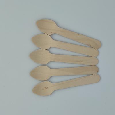 China Natural Birch Wood Ice Cream Wooden Spoon Disposable Wrapped Wooden Spoon for sale