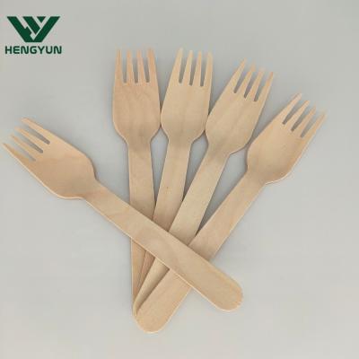 China 100% Natural Disposable Biodegradable Birch Wood Cutlery Eco-Friendly Disposable Wooden Forks for sale