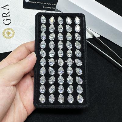 China Color Play or Fire GRA Pass Tester Pear Shape Cut Synthetic Moissanite Diamond  3x4mm To 10x14mm DEF VVS Lab Grown Moissanite Stone for sale