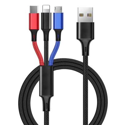 China MP3/MP4 Player 2021 Crazy Sale 3 in 1 Type-C Style USB Mobile Phone Charger Micro USB Data Cable for Android Phone for iPhone for sale