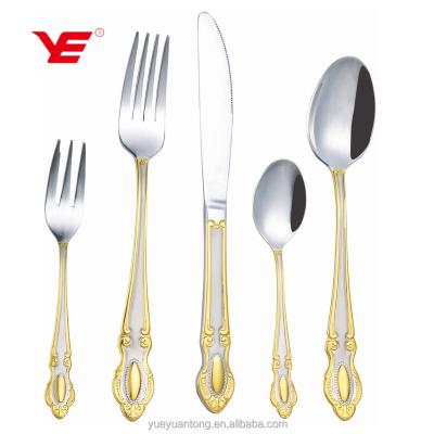 China 86pcs Sustainable Stainless Steel Silver And Gold Cutlery Set In Leather Case for sale