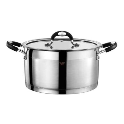 China Sustainable Ready To Ship 20x11cm Stainless Steel 3.4liter 18-10 304 Food Safe Casserole With Induction Glass Lid And Bottom for sale