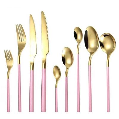 China SMALL MOQ Workable Bulk Stainless Steel Cutlery Set With PVD Color Coating for sale