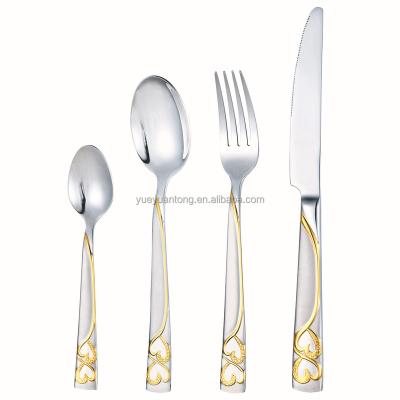 China OEM Disposable Stainless Steel Gold Cutlery Set In Leather Case for sale