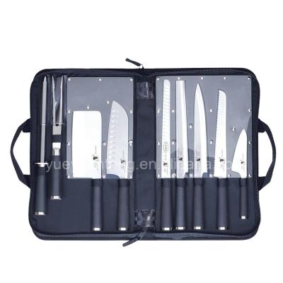 China Viable classic line 9pcs stainless steel Japanese style wholesale knife set with santoku knife in zipper bag for sale