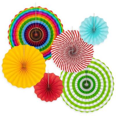 China Wall Decoration Hot Sale Fiesta Colorful Paper Fans Around Wheel Disc Pattern Southwest Design for Party Event Home Decoration for sale