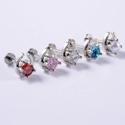 China Cute Topbill Zircon Clip Earrings Stainless Steel Horseshoe Inner Teeth Piercing Jewelry for sale