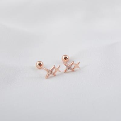 China FASHIONABLE S925 Sterling Silver Screw Thread Zircon Stud Earrings Earring Bone Studs Cochlear Earrings for sale