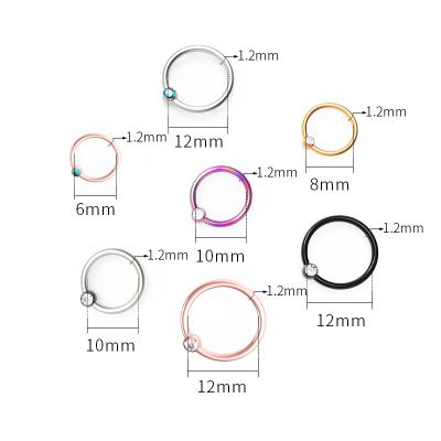 China Vintage 316L Titanium Steel Earrings Sniff Contact Closed Ring Nose Ring Earrings for sale