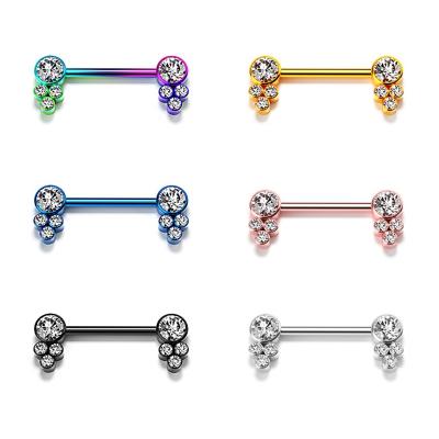 China Vintage G23 Titanium Nipple Ring ASTM F136 Barbell Nipple Bar Piercing xjy With Diamond for sale