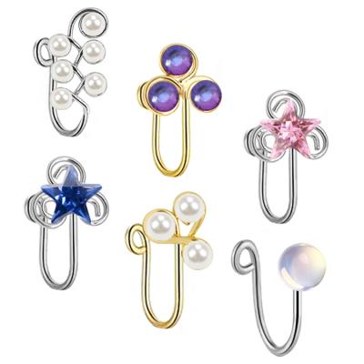 China xjy Jewelry Face Nose Ring Cuffs Gold Butterfly Clip On Nose Rings Faux Nose Rings Non Piercing Jewelry for sale