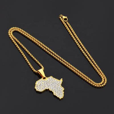 China Hiphop Topbill Hip Hop Diamond Map Mens Necklace Gold Chain Iced Out Jewelry Tennis Chain for sale