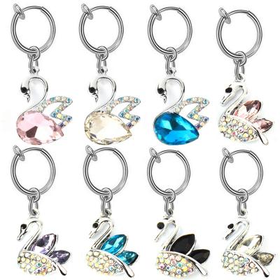 China Cute New Design Silver Plated Colorful Swan No Piercing Belly Ring Clip On Belly Button Ring Jewelry for sale