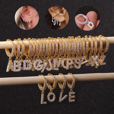 China FASHIONABLE Zircon Ear Jewelry Hot-selling Piercing Earrings 26 English Alphabet Earrings for sale