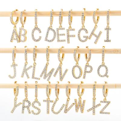 China Xjy TRENDY 18K Gold Plated 24 Letter Earring Zircon 3A Zodiac Earring Circle High Quality Stud Earrings For Women for sale