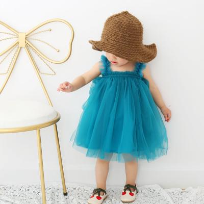 China 2021 Summer Breathable Baby Gauze Skirt Princess Tutu Net Skirt Bride Girls Dresses With Wooden Ears for sale